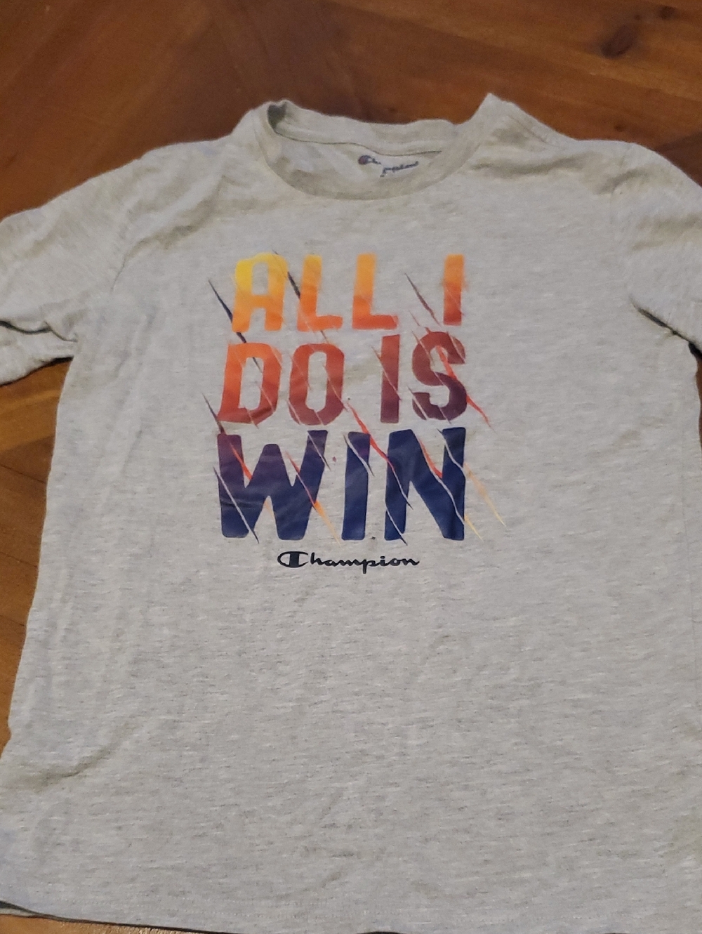 Champion Kids Heather Gray 'All I Do Is Win' Multi-Color Graphic Tee
